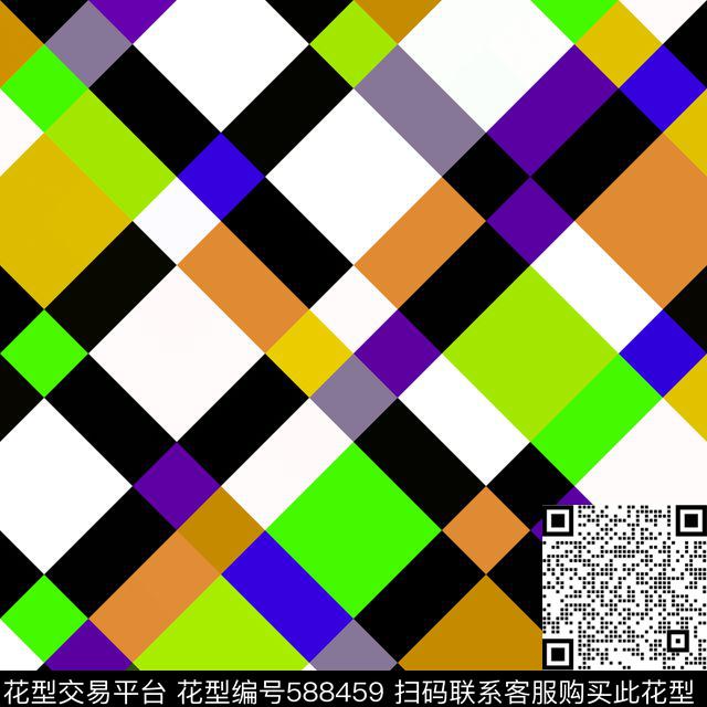 几何菱形格子传统印花花型下载（图片编号: 588459） - 瓦栏（Walan）