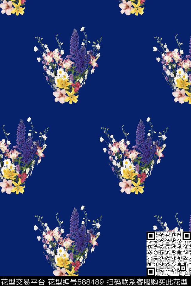 大牌花数码印花花型下载（图片编号: 588489） - 瓦栏（Walan）