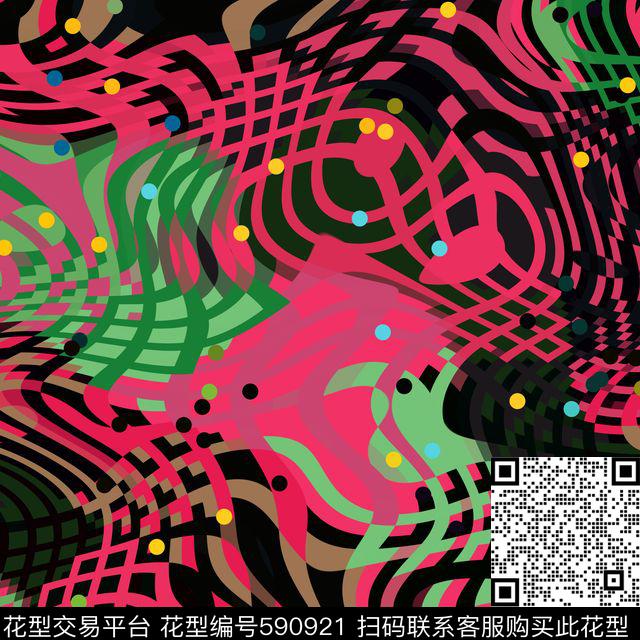几何曲线网格传统印花花型下载（图片编号: 590921） - 瓦栏（Walan）