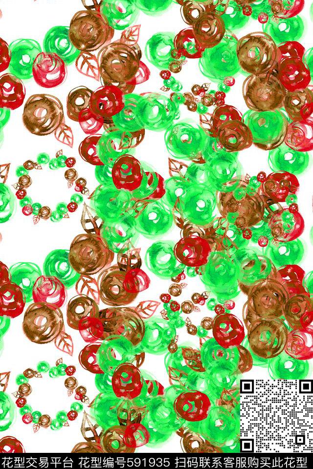 花朵小碎花乱花数码印花花型下载（图片编号: 591935） - 瓦栏（Walan）