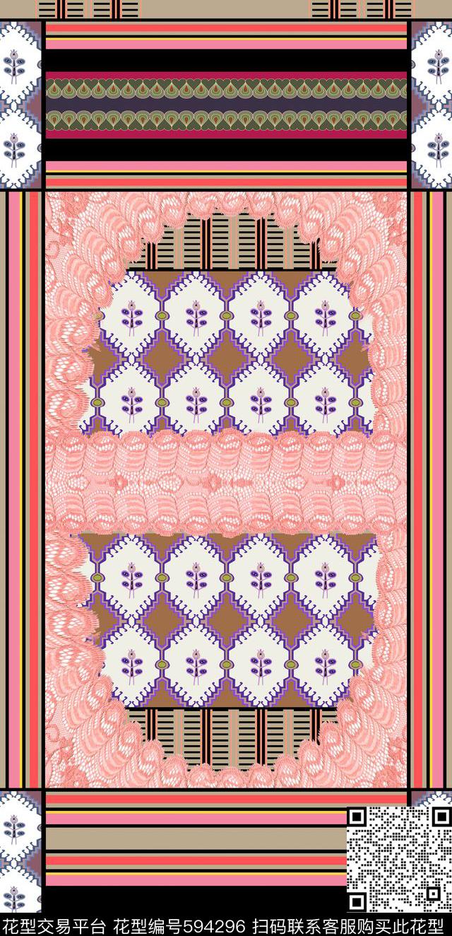 蕾丝条纹 - 594296 - 定位 蕾丝 条纹 - 传统印花花型 － 其他花型设计 － 瓦栏