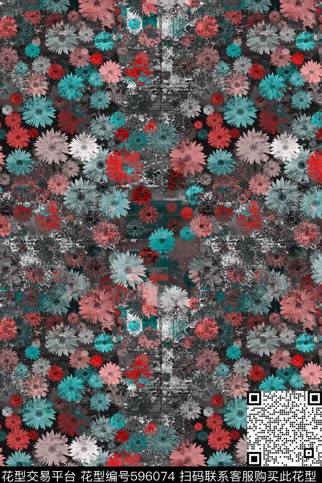 前卫自然色彩数码印花花型下载（图片编号: 596074） - 瓦栏（Walan）