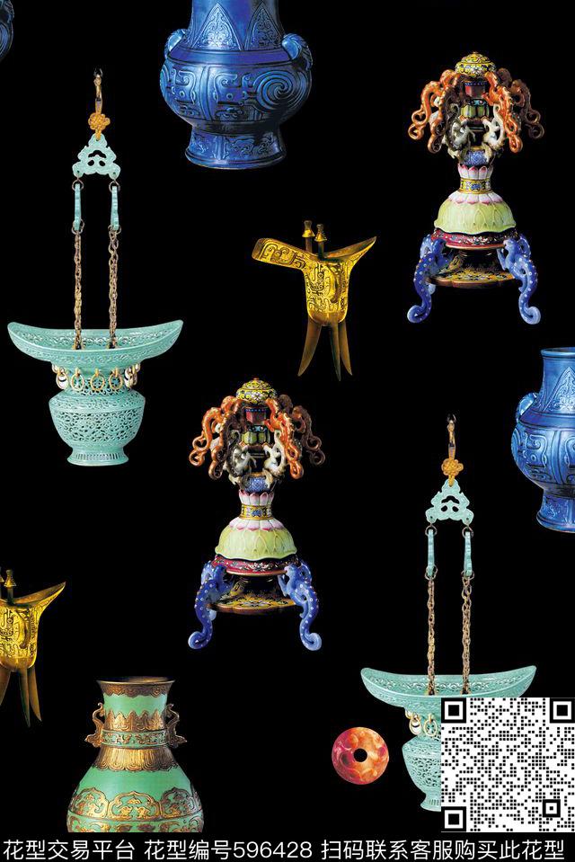 青花瓷民族风中国风数码印花花型下载（图片编号: 596428） - 瓦栏（Walan）