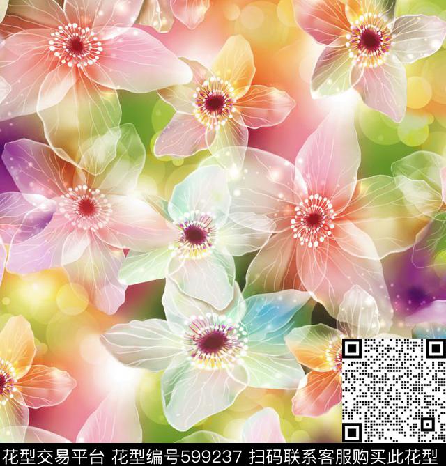 最新美图 - 599237 - 七彩花 星光熠熠 花海 - 印花花型 － 女装花型设计 － 瓦栏