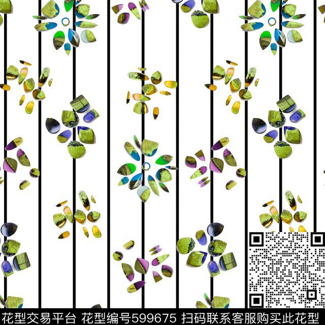 宝石.jpg - 599675 - 细条纹 条纹 宝石 - 数码印花花型 － 女装花型设计 － 瓦栏
