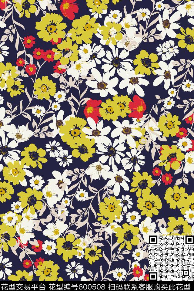手绘花卉小清新花卉小碎花传统印花花型下载（图片编号: 600508） - 瓦栏（Walan）