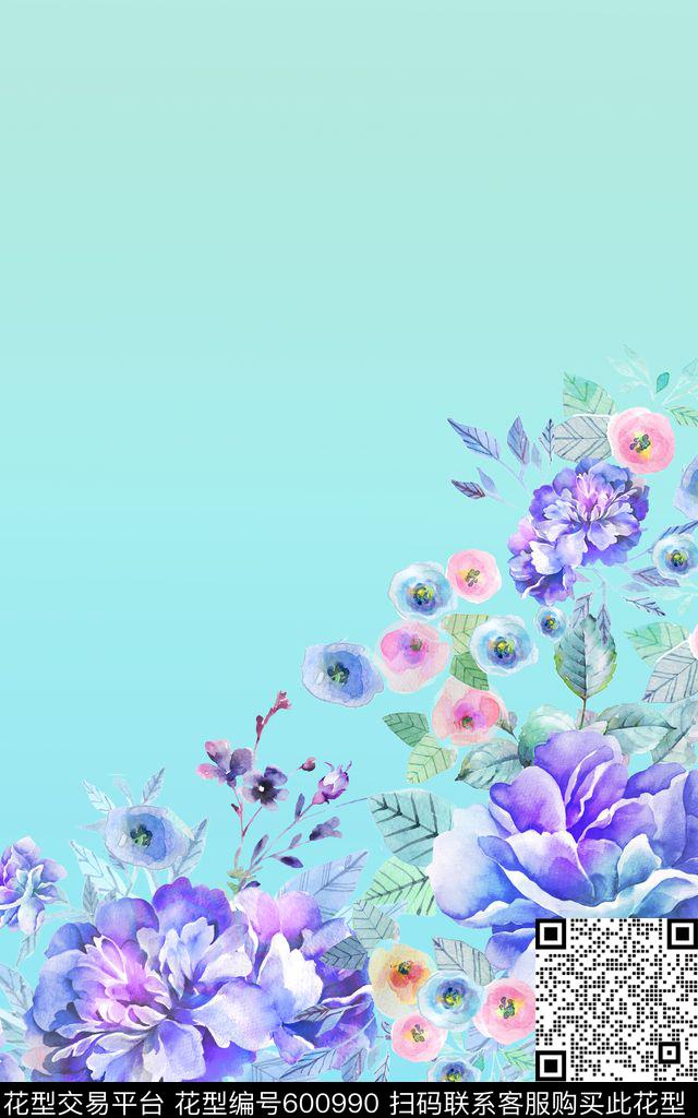 清新手绘花朵50X80.jpg - 600990 - 小碎花 兰花 花朵 - 数码印花花型 － 女装花型设计 － 瓦栏