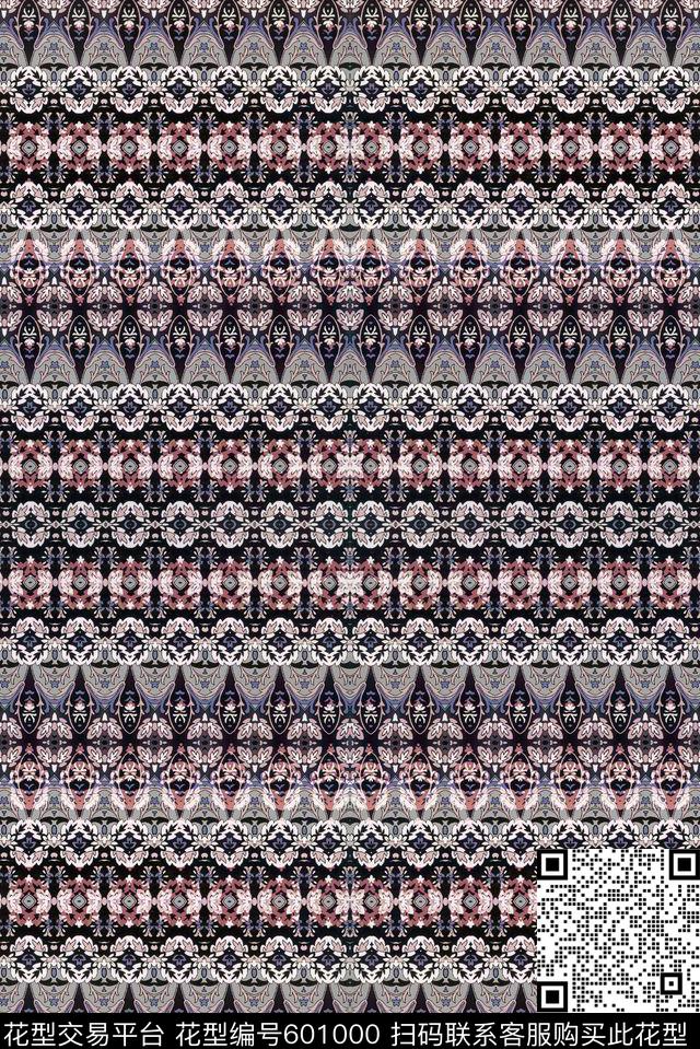民族风条纹数码印花花型下载（图片编号: 601000） - 瓦栏（Walan）