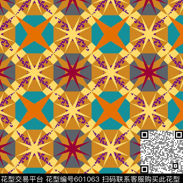 中东风复古沙发 - 601063 - 中东传统 沙发布（欧式纹理） - 传统印花花型 － 沙发布花型设计 － 瓦栏
