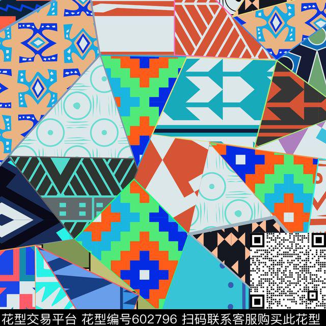 x-9.jpg - 602796 - 圆点 三角形 五角星 - 传统印花花型 － 箱包花型设计 － 瓦栏