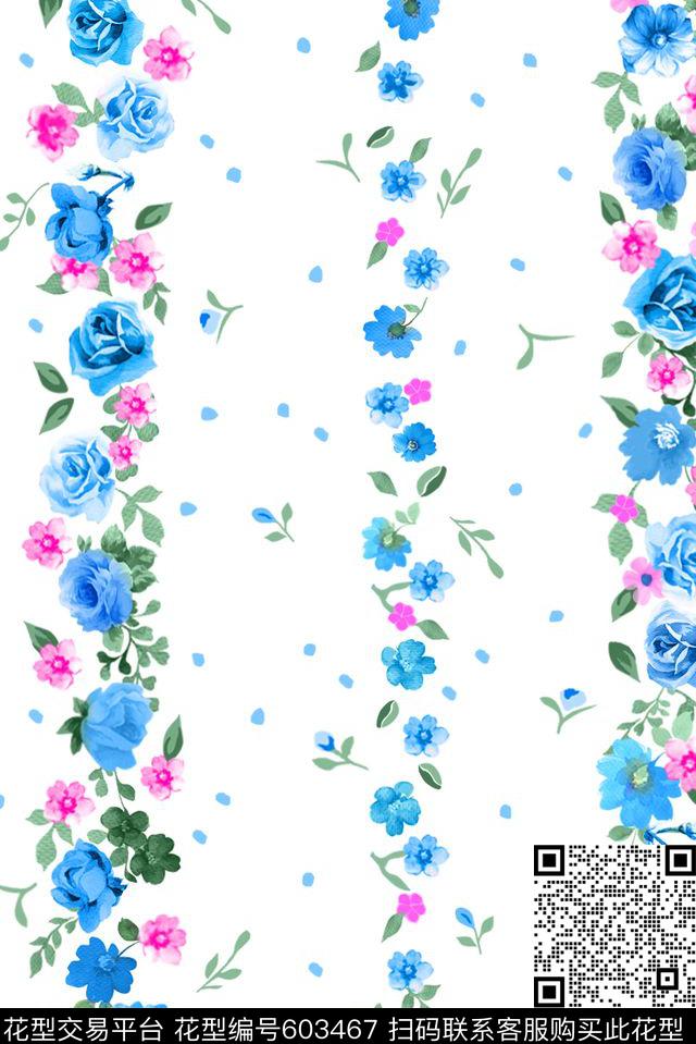花卉传统印花花型下载（图片编号: 603467） - 瓦栏（Walan）