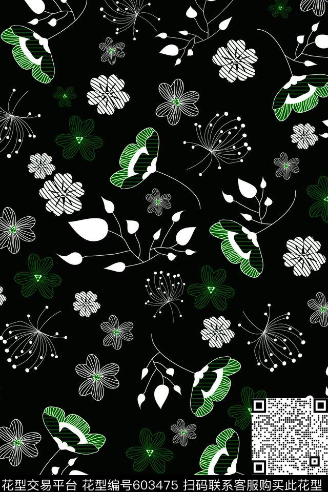 花卉小碎花传统印花花型下载（图片编号: 603475） - 瓦栏（Walan）