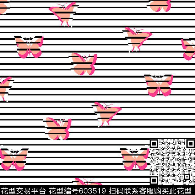 蝴蝶传统印花花型下载（图片编号: 603519） - 瓦栏（Walan）