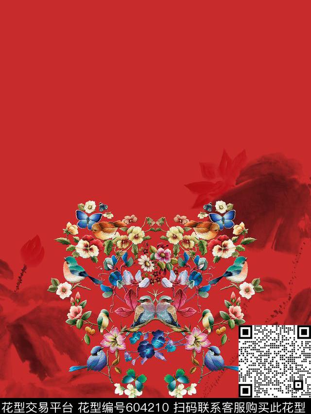花鸟中国风花卉数码印花花型下载（图片编号: 604210） - 瓦栏（Walan）