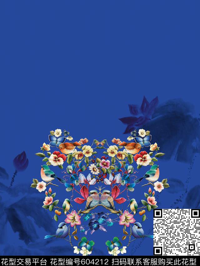 花鸟中国风花卉数码印花花型下载（图片编号: 604212） - 瓦栏（Walan）