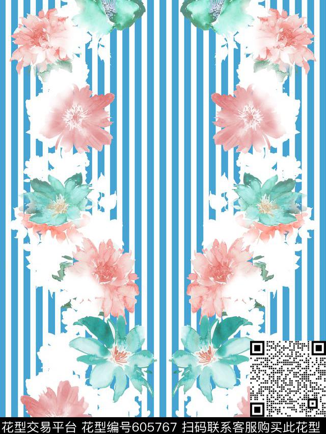 花卉传统印花花型下载（图片编号: 605767） - 瓦栏（Walan）