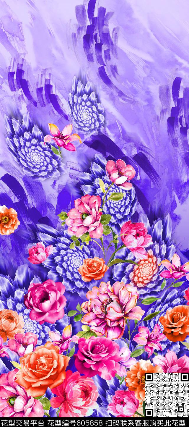 花卉数码花型数码印花花型下载（图片编号: 605858） - 瓦栏（Walan）