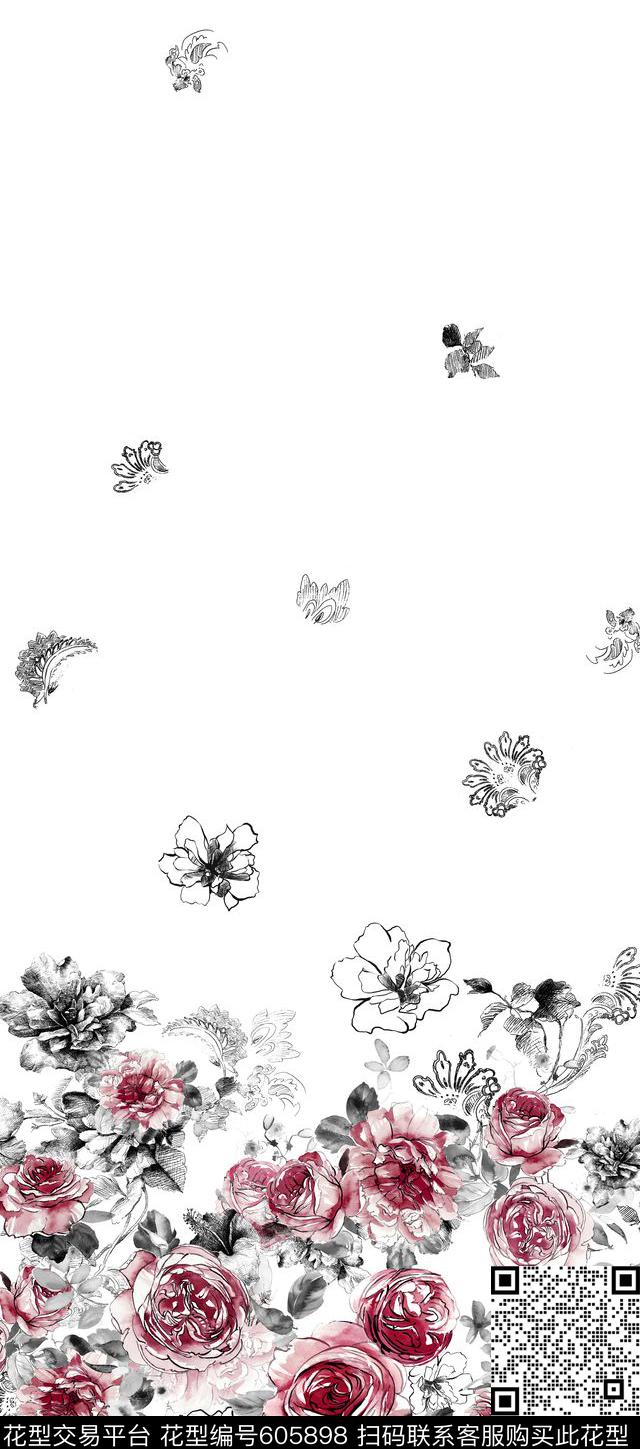 中国风数码印花花型下载（图片编号: 605898） - 瓦栏（Walan）