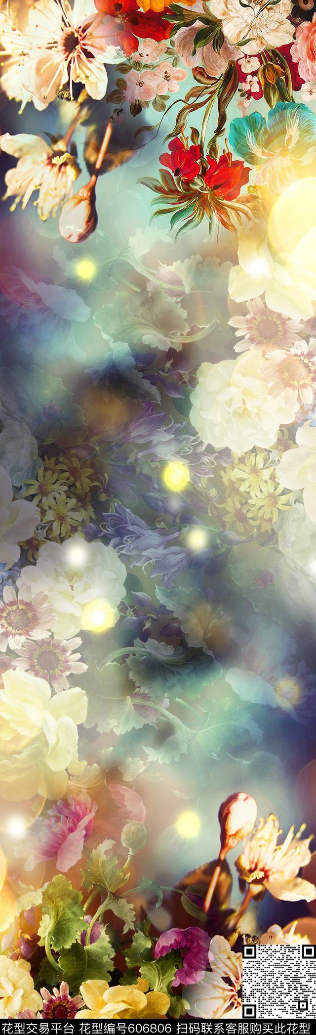 桃花玫瑰牡丹数码印花花型下载（图片编号: 606806） - 瓦栏（Walan）