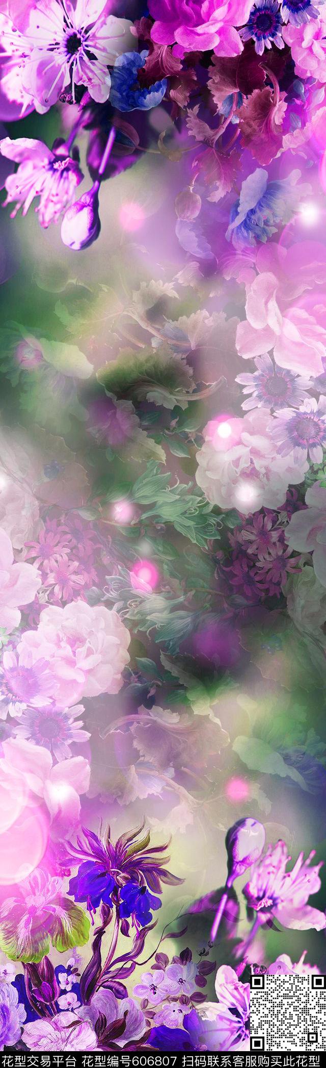 桃花玫瑰牡丹数码印花花型下载（图片编号: 606807） - 瓦栏（Walan）