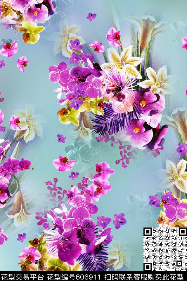 花卉数码印花花型下载（图片编号: 606911） - 瓦栏（Walan）