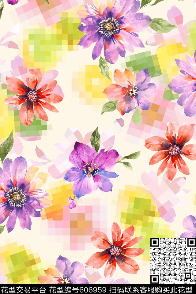 花卉数码印花花型下载（图片编号: 606959） - 瓦栏（Walan）