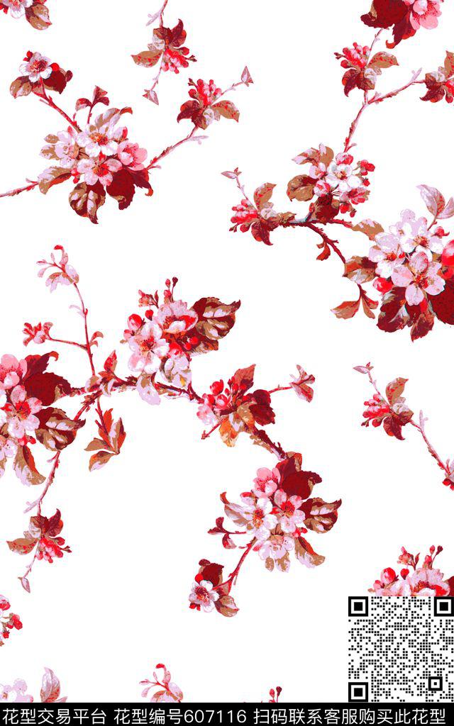 花卉数码印花花型下载（图片编号: 607116） - 瓦栏（Walan）