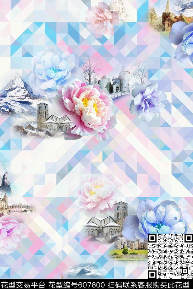 花卉数码印花花型下载（图片编号: 607600） - 瓦栏（Walan）