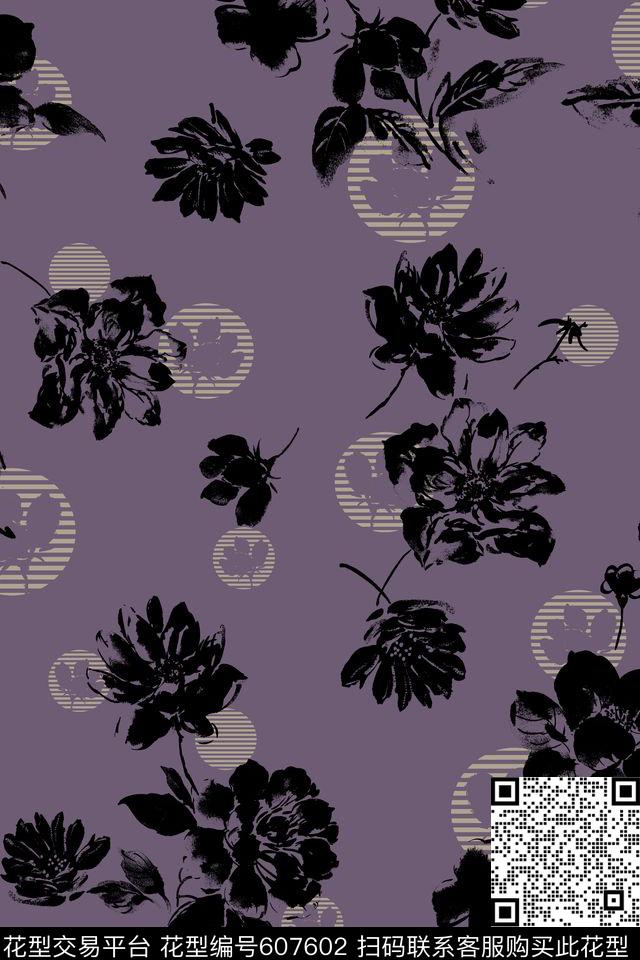 花卉传统印花花型下载（图片编号: 607602） - 瓦栏（Walan）