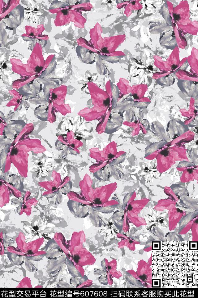 花卉数码印花花型下载（图片编号: 607608） - 瓦栏（Walan）