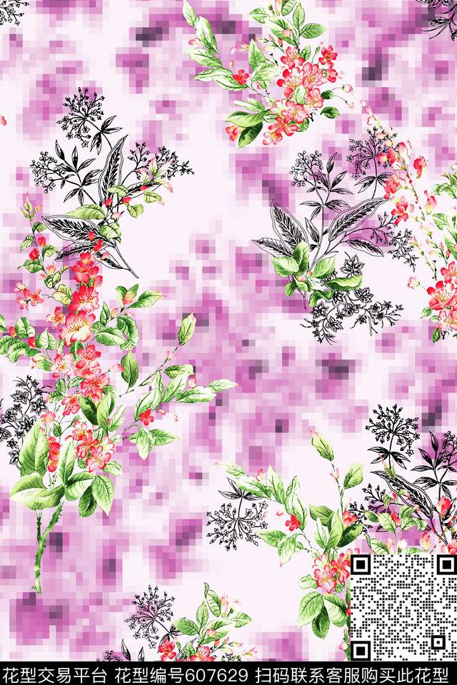 花卉数码印花花型下载（图片编号: 607629） - 瓦栏（Walan）