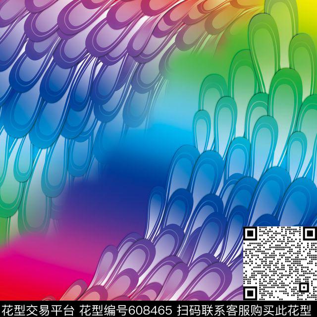 丝巾围巾秀场多色斑斓时尚靓丽数码印花花型下载（图片编号: 608465） - 瓦栏（Walan）