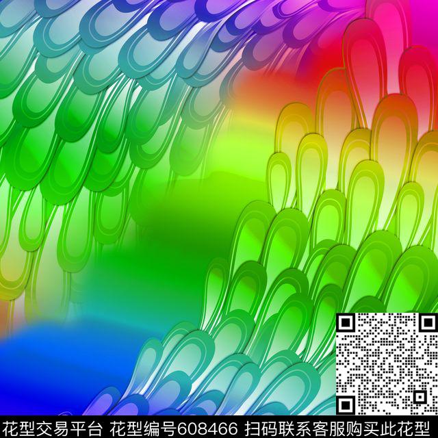 丝巾围巾秀场多色斑斓时尚靓丽数码印花花型下载（图片编号: 608466） - 瓦栏（Walan）