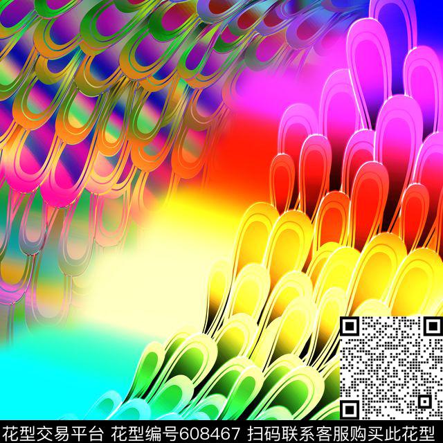 丝巾围巾秀场多色斑斓时尚靓丽数码印花花型下载（图片编号: 608467） - 瓦栏（Walan）