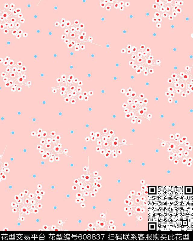 花朵小碎花花卉传统印花花型下载（图片编号: 608837） - 瓦栏（Walan）