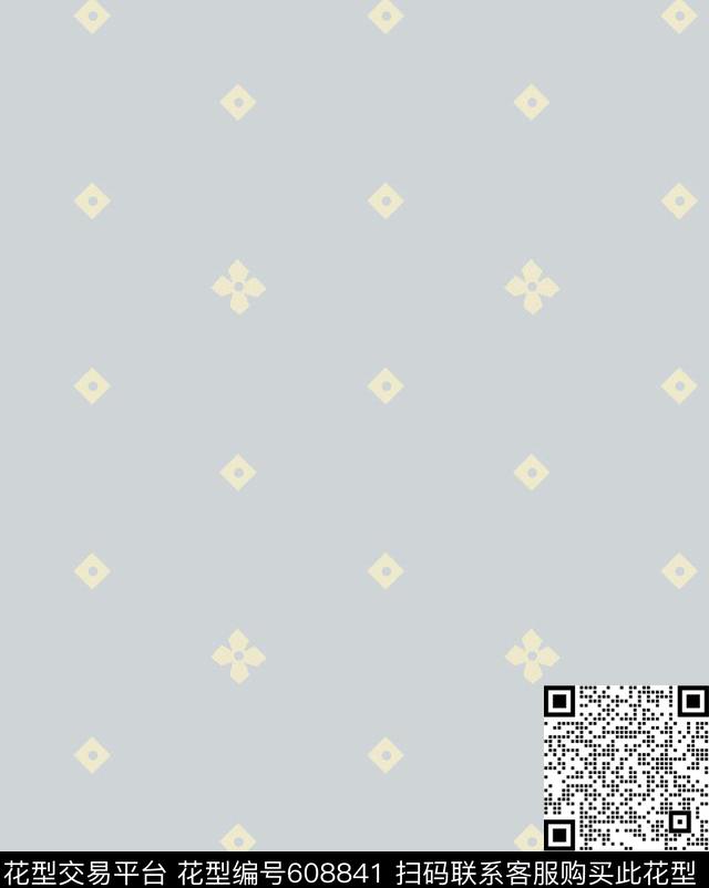 菱形小花家居服传统印花花型下载（图片编号: 608841） - 瓦栏（Walan）