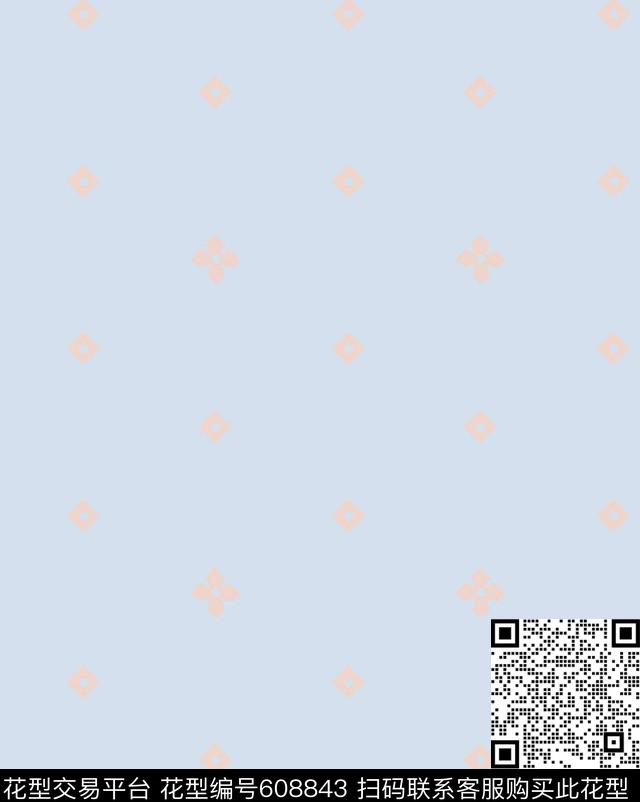 菱形小花家居服传统印花花型下载（图片编号: 608843） - 瓦栏（Walan）