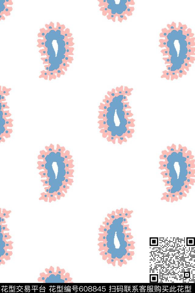 小花火腿花佩斯利传统印花花型下载（图片编号: 608845） - 瓦栏（Walan）