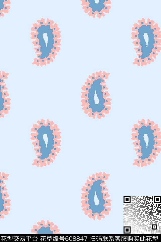 小花火腿花佩斯利传统印花花型下载（图片编号: 608847） - 瓦栏（Walan）