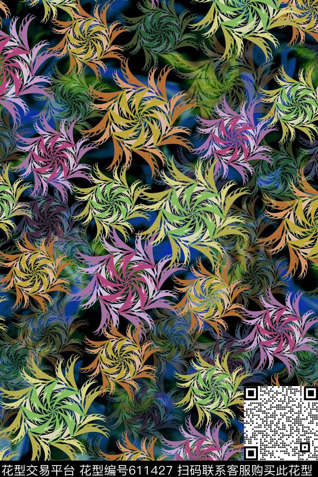 热带花卉衬衣裙子数码印花花型下载（图片编号: 611427） - 瓦栏（Walan）
