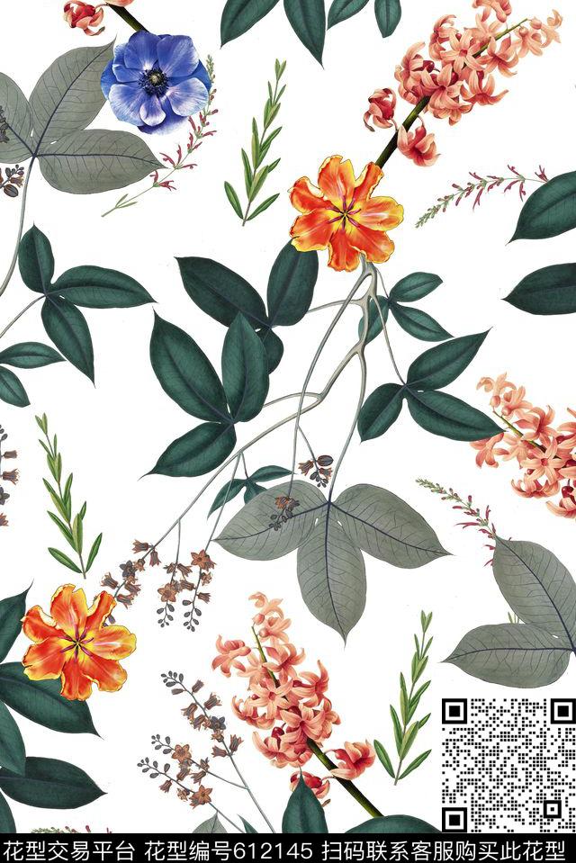 小清新花朵花卉数码印花花型下载（图片编号: 612145） - 瓦栏（Walan）