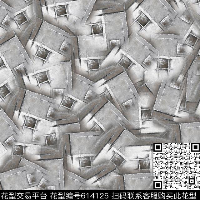 黑白印象素描数码印花花型下载（图片编号: 614125） - 瓦栏（Walan）