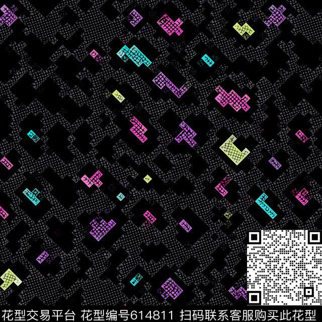 网纹色块肌理数码印花花型下载（图片编号: 614811） - 瓦栏（Walan）