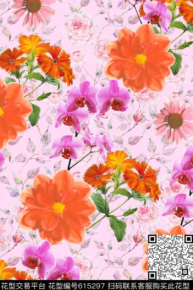 水彩小碎花花朵数码印花花型下载（图片编号: 615297） - 瓦栏（Walan）