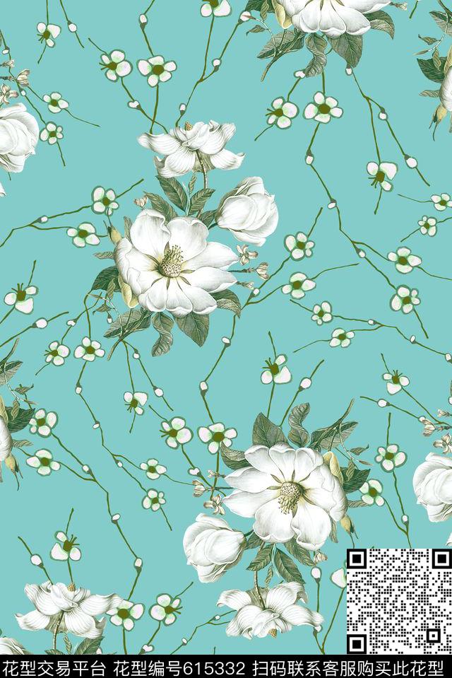 小碎花花朵花卉数码印花花型下载（图片编号: 615332） - 瓦栏（Walan）