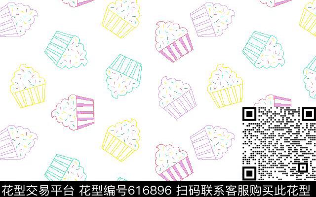 ice cream pattern 1.tif - 616896 - 甜美 趣味 蛋糕 - 传统印花花型 － 童装花型设计 － 瓦栏