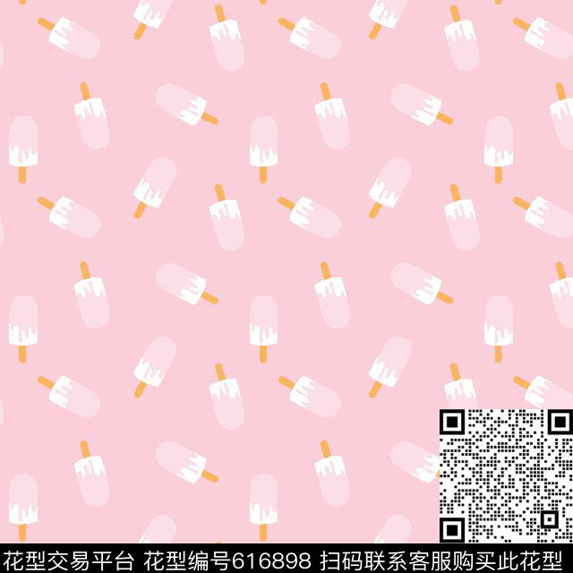ice cream pattern 6.tif - 616898 - 甜美 漫画 趣味 - 传统印花花型 － 童装花型设计 － 瓦栏