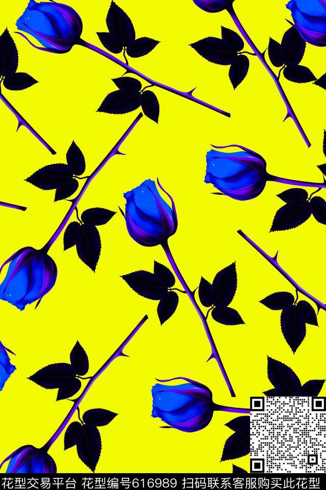 花卉001.jpg - 616989 - 大花 花朵 玫瑰 - 数码印花花型 － 女装花型设计 － 瓦栏