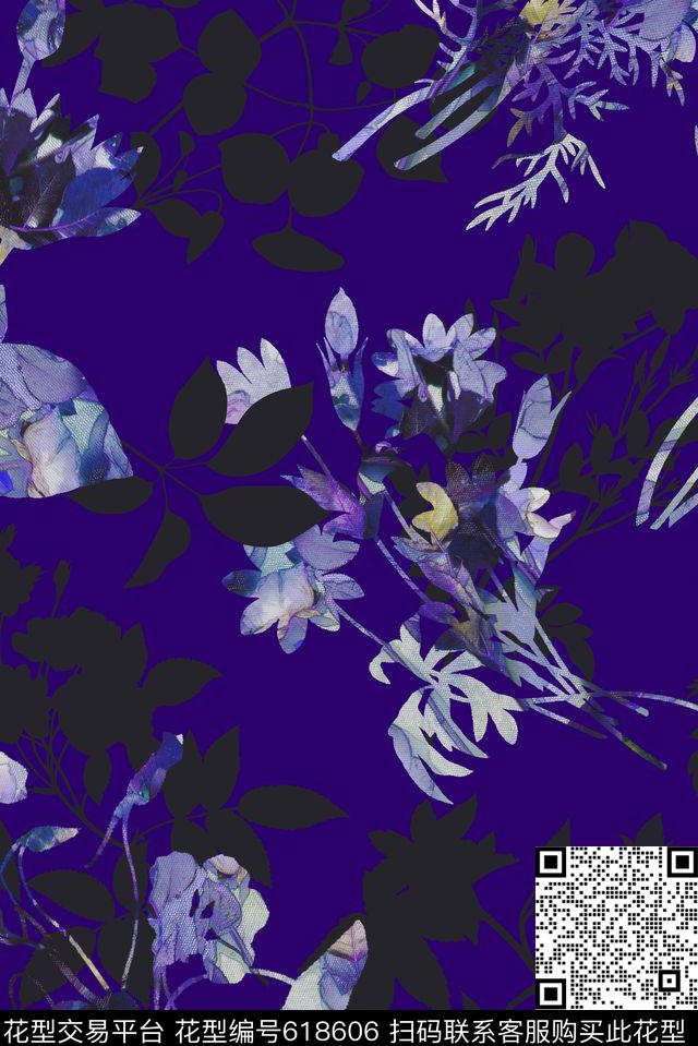 手绘花卉韩版花卉乱花数码印花花型下载（图片编号: 618606） - 瓦栏（Walan）