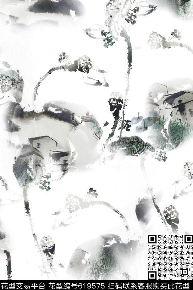 ED0488 副本.jpg - 619575 - 中国风 复古 风景 - 数码印花花型 － 女装花型设计 － 瓦栏
